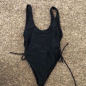 Black one piece bathing suit